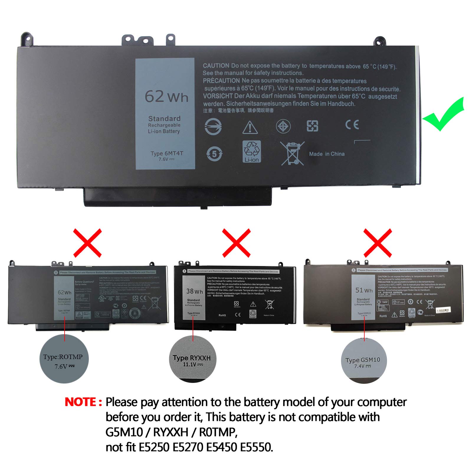 Amazon.com: DMKAOLLK E5470 6MT4T 62WH Battery for Dell Latitude